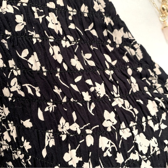 Japra Boho Peplum Black Floral Blouse Long Sleeve Top Shirt size Small Cottage - Picture 5 of 12